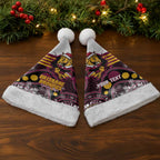 Custom Broncos Rugby Christmas Santa Hat Brisbane Giddy Up Aboriginal Art - Aussie Hoodie