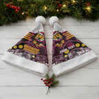 Custom Broncos Rugby Christmas Santa Hat Brisbane Giddy Up Aboriginal Art - Aussie Hoodie