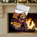 Custom Broncos Rugby Christmas Stocking Brisbane Giddy Up Aboriginal Art - Aussie Hoodie