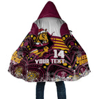 Custom Broncos Rugby Christmas Cloak Brisbane Giddy Up Aboriginal Art - Aussie Hoodie