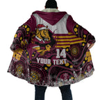Custom Broncos Rugby Christmas Cloak Brisbane Giddy Up Aboriginal Art - Aussie Hoodie