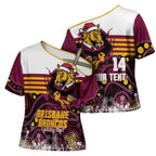 Custom Broncos Rugby Christmas Cross Shoulder Shirt Brisbane Giddy Up Aboriginal Art - Aussie Hoodie