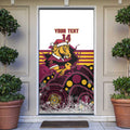 Custom Broncos Rugby Christmas Door Cover Brisbane Giddy Up Aboriginal Art - Aussie Hoodie