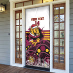 Custom Broncos Rugby Christmas Door Cover Brisbane Giddy Up Aboriginal Art - Aussie Hoodie