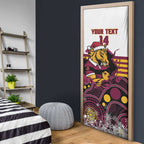 Custom Broncos Rugby Christmas Door Cover Brisbane Giddy Up Aboriginal Art - Aussie Hoodie