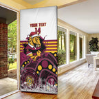 Custom Broncos Rugby Christmas Door Cover Brisbane Giddy Up Aboriginal Art - Aussie Hoodie