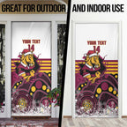 Custom Broncos Rugby Christmas Door Cover Brisbane Giddy Up Aboriginal Art - Aussie Hoodie