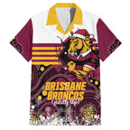 Custom Broncos Rugby Christmas Family Matching Long Sleeve Bodycon Dress and Hawaiian Shirt Brisbane Giddy Up Aboriginal Art - Aussie Hoodie
