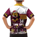 Custom Broncos Rugby Christmas Family Matching Mermaid Dress and Hawaiian Shirt Brisbane Giddy Up Aboriginal Art - Aussie Hoodie