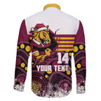 Custom Broncos Rugby Christmas Family Matching Mermaid Dress and Hawaiian Shirt Brisbane Giddy Up Aboriginal Art - Aussie Hoodie