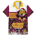 Custom Broncos Rugby Christmas Family Matching Off The Shoulder Long Sleeve Dress and Hawaiian Shirt Brisbane Giddy Up Aboriginal Art - Aussie Hoodie