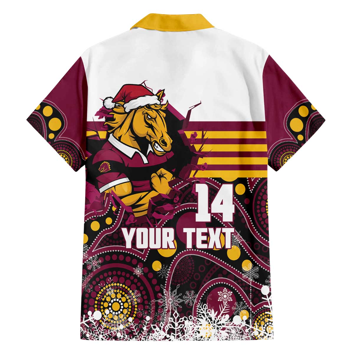 Custom Broncos Rugby Christmas Family Matching Off The Shoulder Long Sleeve Dress and Hawaiian Shirt Brisbane Giddy Up Aboriginal Art - Aussie Hoodie