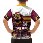 Custom Broncos Rugby Christmas Family Matching Puletasi and Hawaiian Shirt Brisbane Giddy Up Aboriginal Art - Aussie Hoodie
