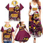 Custom Broncos Rugby Christmas Family Matching Summer Maxi Dress and Hawaiian Shirt Brisbane Giddy Up Aboriginal Art - Aussie Hoodie