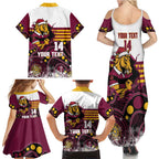 Custom Broncos Rugby Christmas Family Matching Summer Maxi Dress and Hawaiian Shirt Brisbane Giddy Up Aboriginal Art - Aussie Hoodie