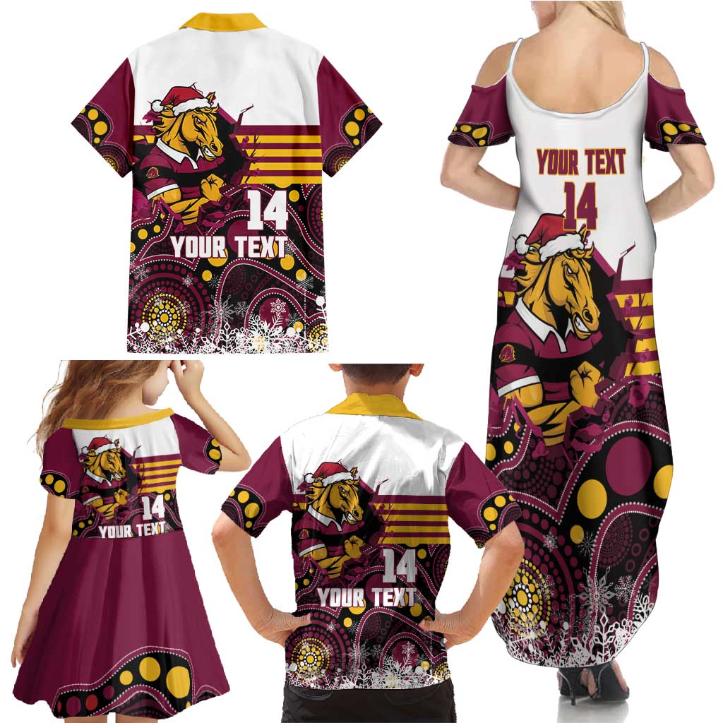 Custom Broncos Rugby Christmas Family Matching Summer Maxi Dress and Hawaiian Shirt Brisbane Giddy Up Aboriginal Art - Aussie Hoodie