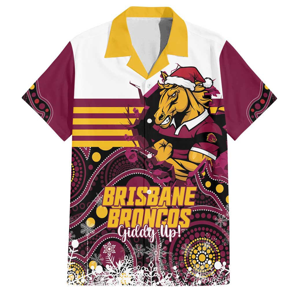 Custom Broncos Rugby Christmas Family Matching Summer Maxi Dress and Hawaiian Shirt Brisbane Giddy Up Aboriginal Art - Aussie Hoodie