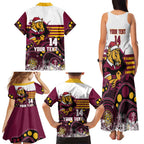 Custom Broncos Rugby Christmas Family Matching Tank Maxi Dress and Hawaiian Shirt Brisbane Giddy Up Aboriginal Art - Aussie Hoodie