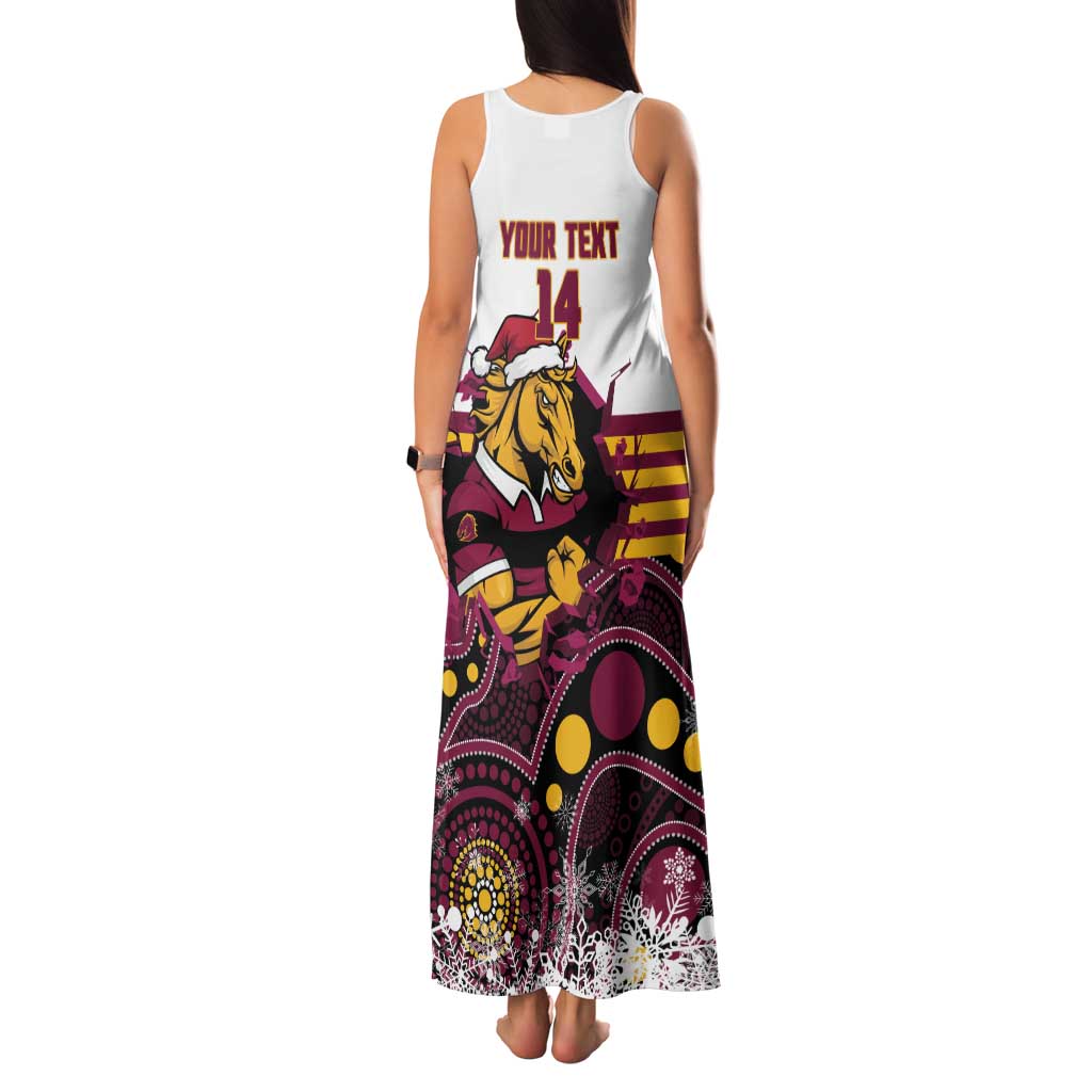 Custom Broncos Rugby Christmas Family Matching Tank Maxi Dress and Hawaiian Shirt Brisbane Giddy Up Aboriginal Art - Aussie Hoodie