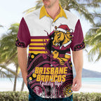 Custom Broncos Rugby Christmas Hawaiian Shirt Brisbane Giddy Up Aboriginal Art - Aussie Hoodie