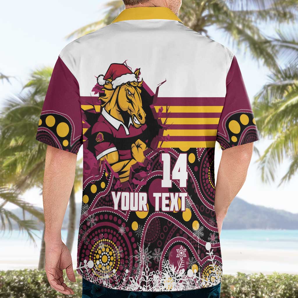 Custom Broncos Rugby Christmas Hawaiian Shirt Brisbane Giddy Up Aboriginal Art - Aussie Hoodie