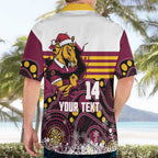 Custom Broncos Rugby Christmas Hawaiian Shirt Brisbane Giddy Up Aboriginal Art - Aussie Hoodie