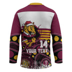 Custom Broncos Rugby Christmas Hockey Jersey Brisbane Giddy Up Aboriginal Art - Aussie Hoodie