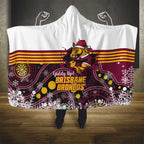 Broncos Rugby Christmas Hooded Blanket Brisbane Giddy Up Aboriginal Art - Aussie Hoodie