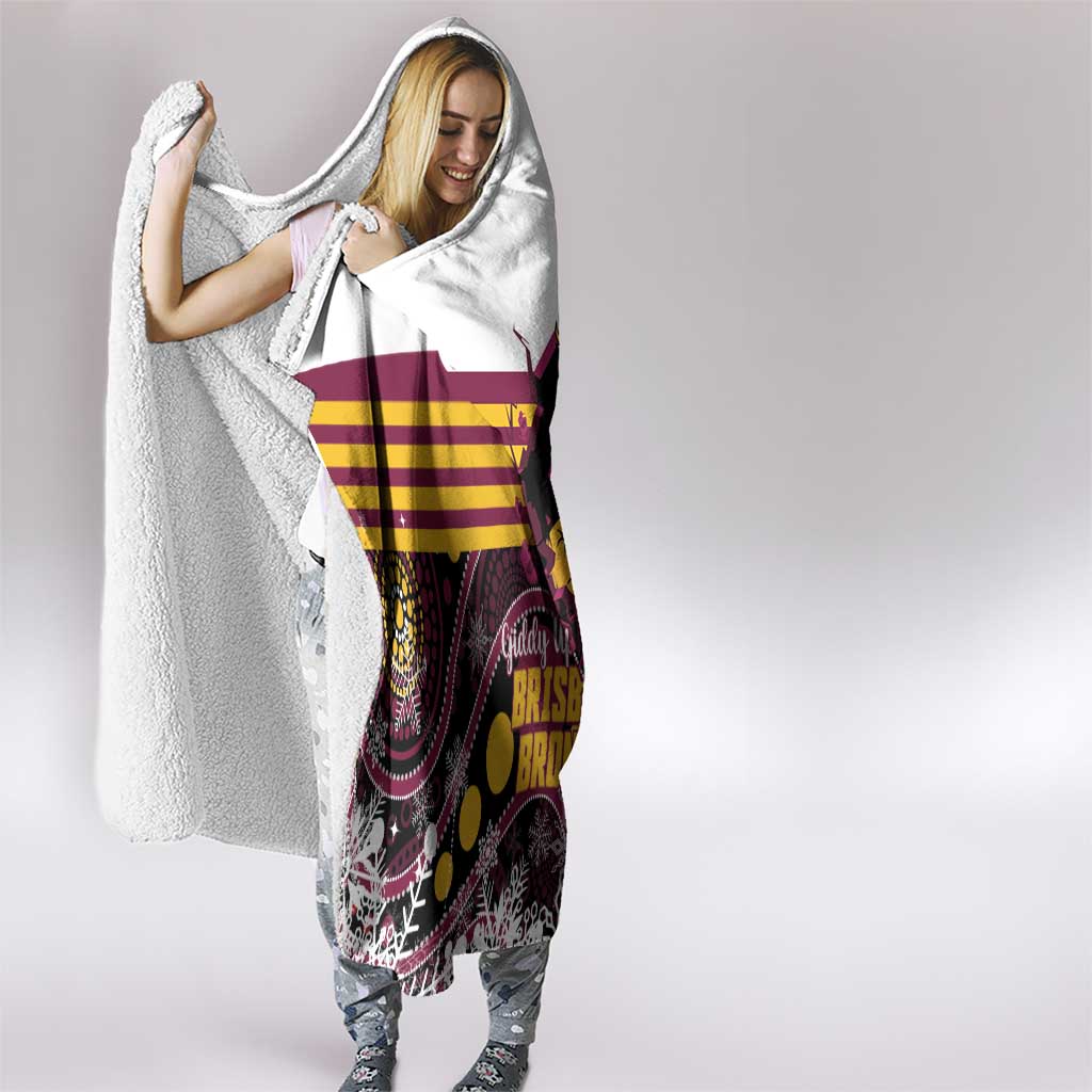 Broncos Rugby Christmas Hooded Blanket Brisbane Giddy Up Aboriginal Art - Aussie Hoodie