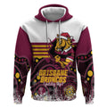 Custom Broncos Rugby Christmas Hoodie Brisbane Giddy Up Aboriginal Art - Aussie Hoodie