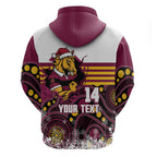 Custom Broncos Rugby Christmas Hoodie Brisbane Giddy Up Aboriginal Art - Aussie Hoodie