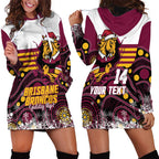 Custom Broncos Rugby Christmas Hoodie Dress Brisbane Giddy Up Aboriginal Art - Aussie Hoodie