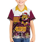 Custom Broncos Rugby Christmas Kid Hawaiian Shirt Brisbane Giddy Up Aboriginal Art - Aussie Hoodie