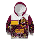 Custom Broncos Rugby Christmas Kid Hoodie Brisbane Giddy Up Aboriginal Art - Aussie Hoodie
