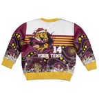 Custom Broncos Rugby Christmas Kid Ugly Christmas Sweater Brisbane Giddy Up Aboriginal Art - Aussie Hoodie