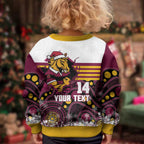 Custom Broncos Rugby Christmas Kid Ugly Christmas Sweater Brisbane Giddy Up Aboriginal Art - Aussie Hoodie