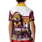 Custom Broncos Rugby Christmas Kid Polo Shirt Brisbane Giddy Up Aboriginal Art - Aussie Hoodie