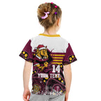Custom Broncos Rugby Christmas Kid T Shirt Brisbane Giddy Up Aboriginal Art - Aussie Hoodie