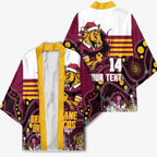 Custom Broncos Rugby Christmas Kimono Brisbane Giddy Up Aboriginal Art - Aussie Hoodie