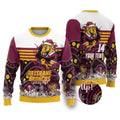 Custom Broncos Rugby Christmas Ugly Christmas Sweater Brisbane Giddy Up Aboriginal Art - Aussie Hoodie