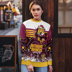 Custom Broncos Rugby Christmas Ugly Christmas Sweater Brisbane Giddy Up Aboriginal Art - Aussie Hoodie