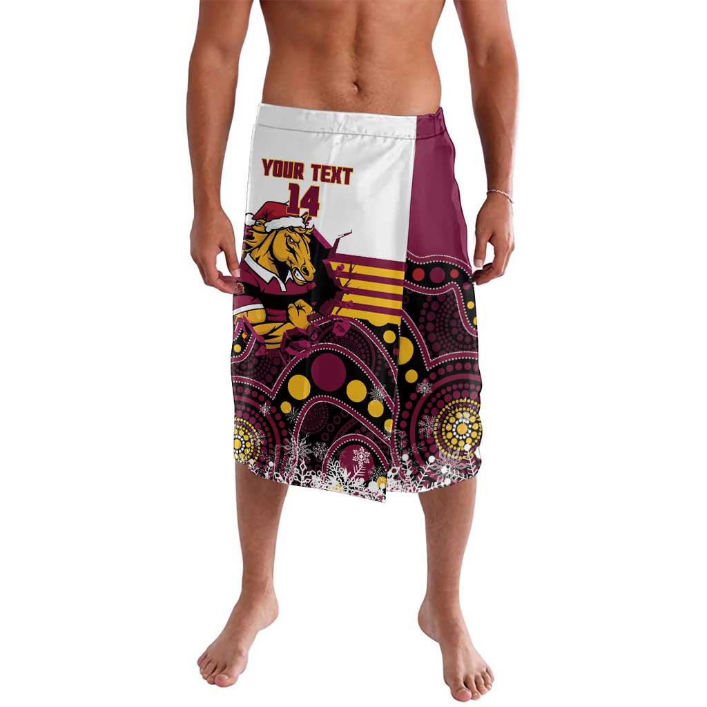 Custom Broncos Rugby Christmas Lavalava Brisbane Giddy Up Aboriginal Art - Aussie Hoodie