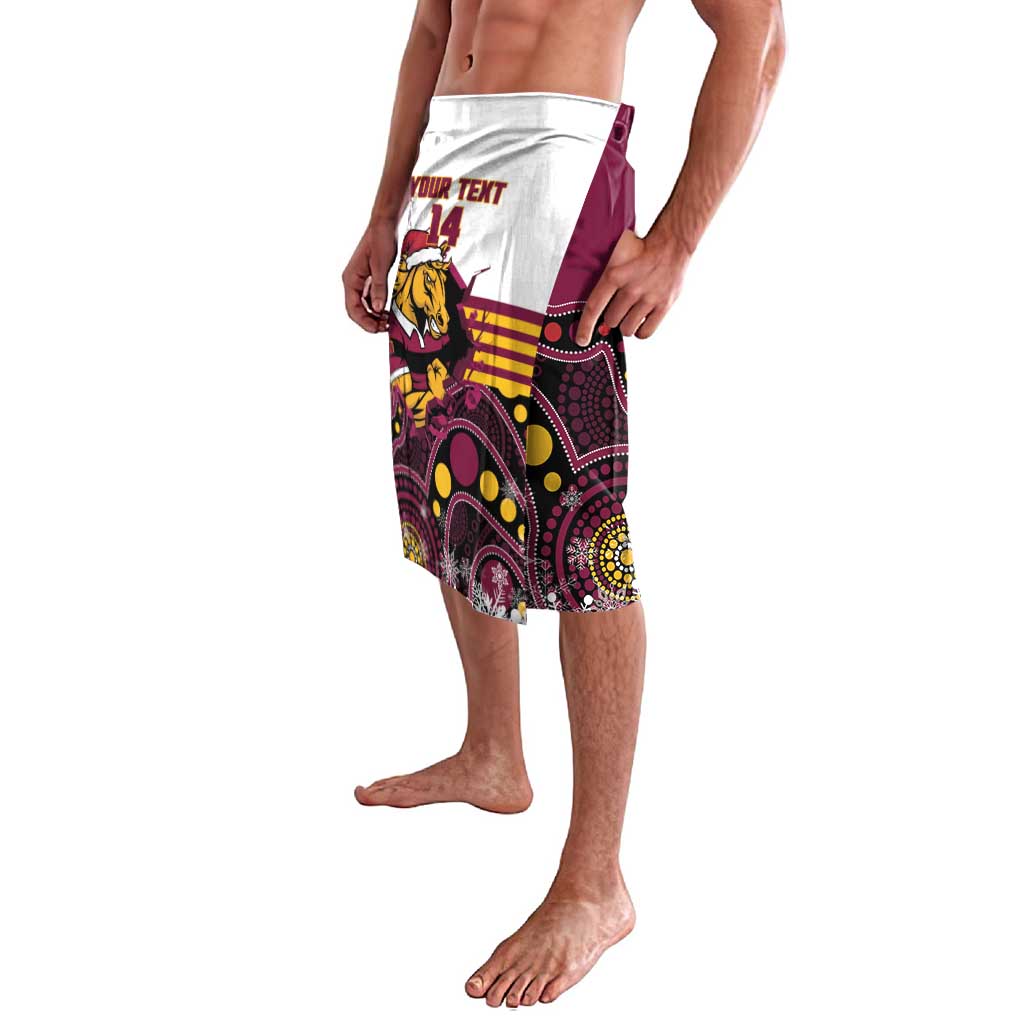 Custom Broncos Rugby Christmas Lavalava Brisbane Giddy Up Aboriginal Art - Aussie Hoodie