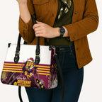 Broncos Rugby Christmas Leather Bag Brisbane Giddy Up Aboriginal Art - Aussie Hoodie
