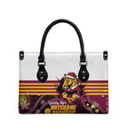 Broncos Rugby Christmas Leather Bag Brisbane Giddy Up Aboriginal Art - Aussie Hoodie