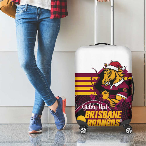 Broncos Rugby Christmas Luggage Cover Brisbane Giddy Up Aboriginal Art - Aussie Hoodie