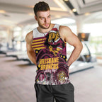 Custom Broncos Rugby Christmas Men Tank Top Brisbane Giddy Up Aboriginal Art - Aussie Hoodie
