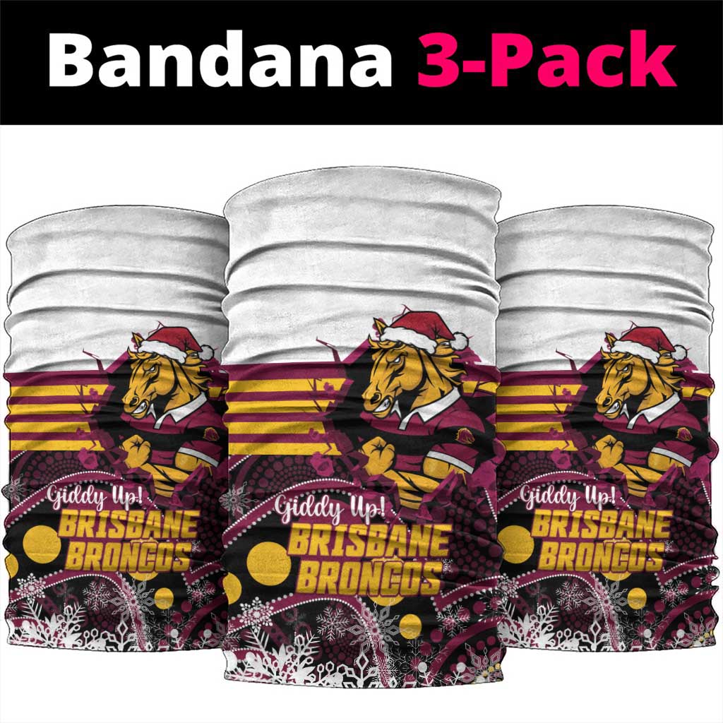 Broncos Rugby Christmas Neck Gaiter Brisbane Giddy Up Aboriginal Art - Aussie Hoodie