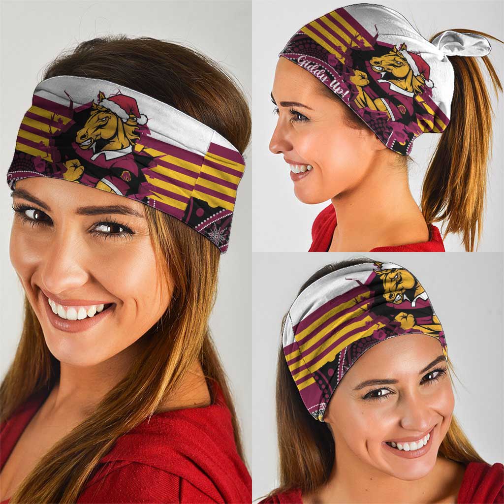 Broncos Rugby Christmas Neck Gaiter Brisbane Giddy Up Aboriginal Art - Aussie Hoodie