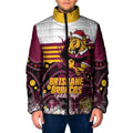 Custom Broncos Rugby Christmas Padded Jacket Brisbane Giddy Up Aboriginal Art - Aussie Hoodie